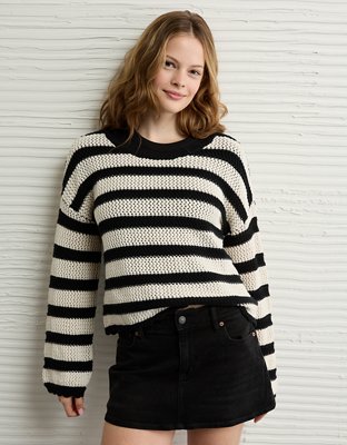 AE Cropped Crochet Sweater