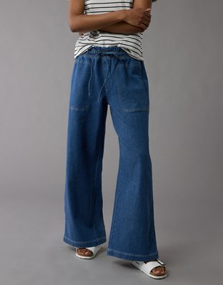 AE Dreamy Drape Linen-Blend Pull-On Pant