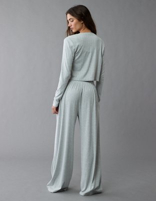 AE 3-Piece Pointelle Plush Cardigan Pajama Set