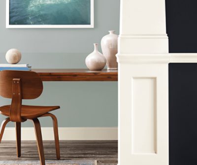 Wall painted in Black Magic SW 6991.